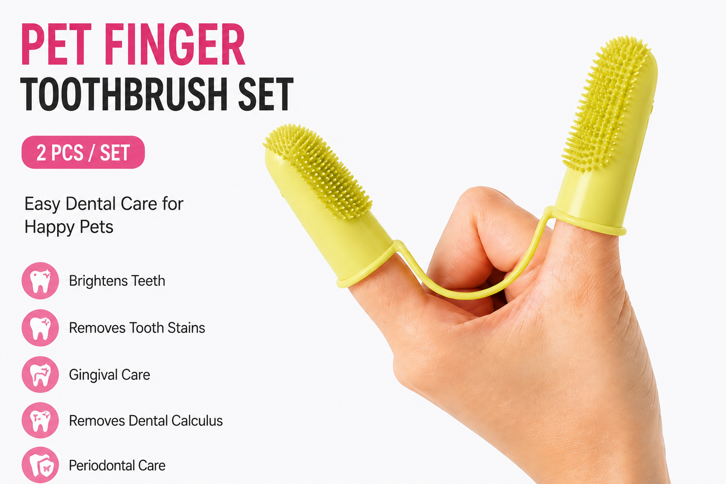 Pet Finger Toothbrush. Easy & Gentle Teeth Cleaning for Dogs & Cats