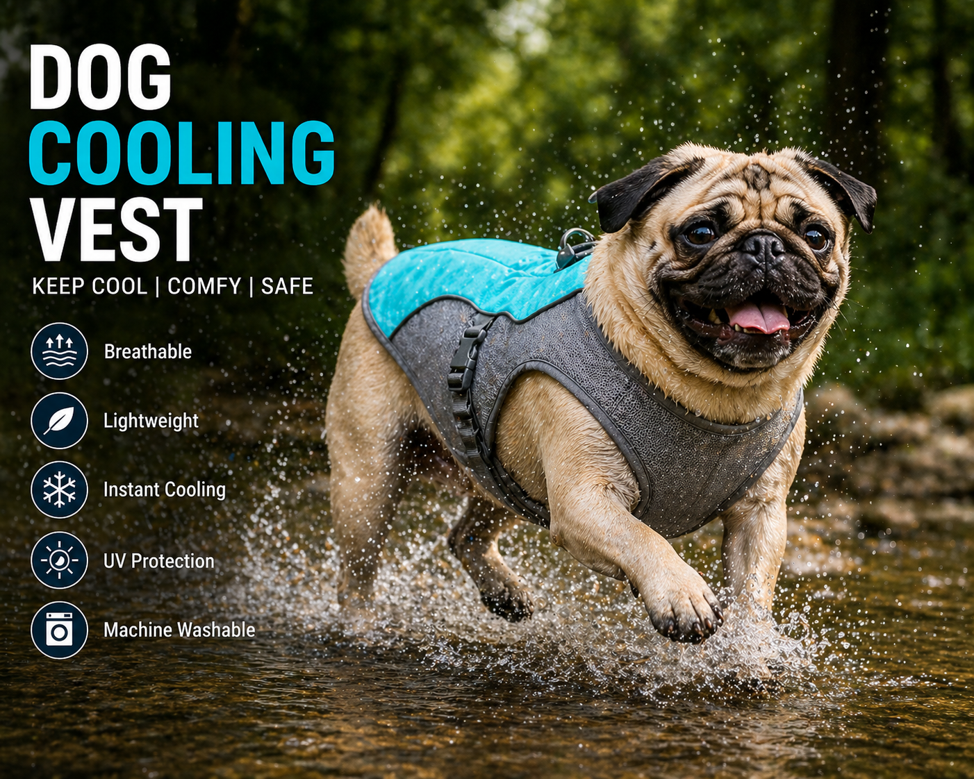 Cooling Dog Vest. Keep Your Dog Cool & Comfortable in Hot Weather