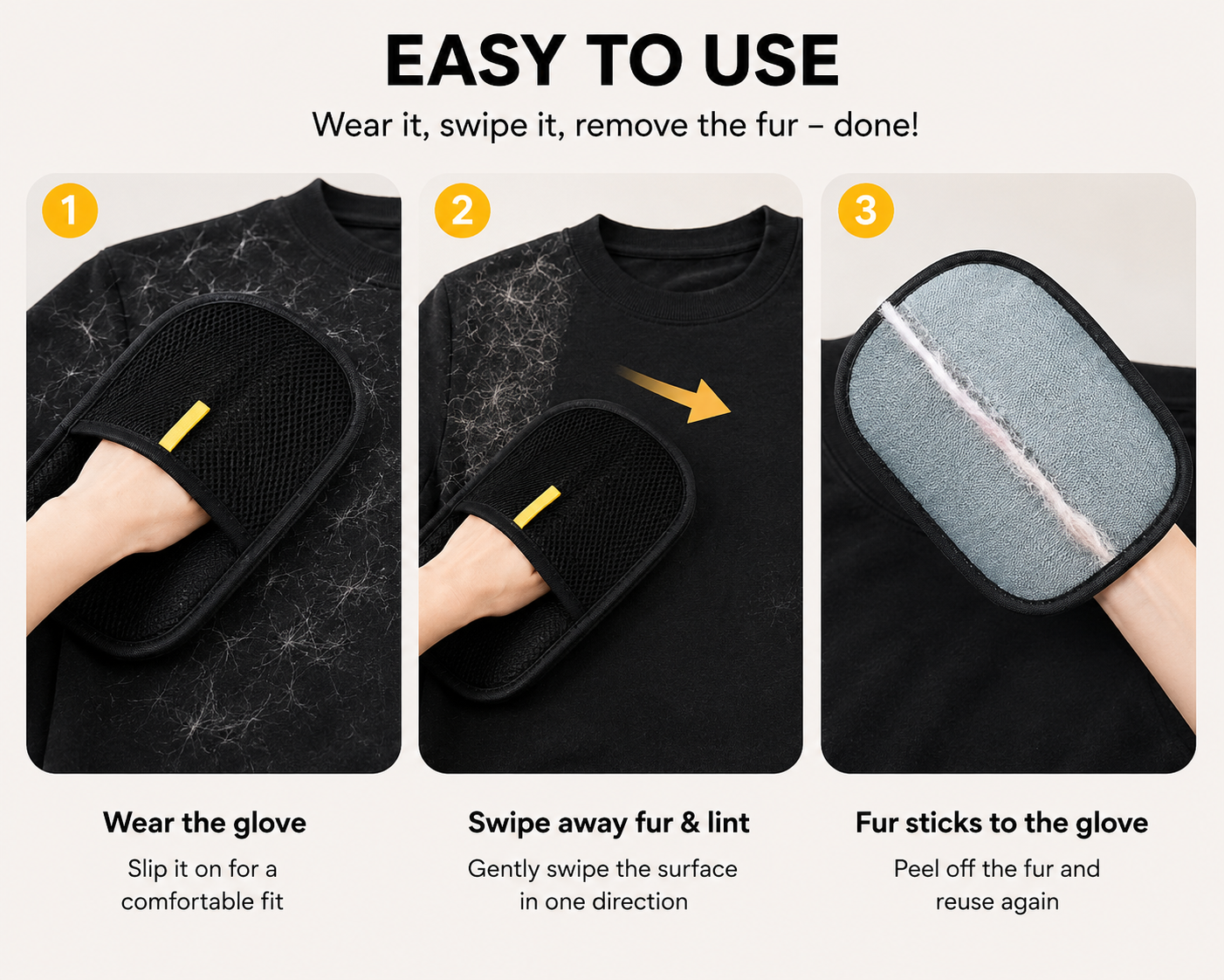 Pet Hair Remover Glove. Effortlessly Remove Loose Fur in Seconds