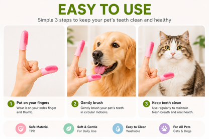 Pet Finger Toothbrush. Easy & Gentle Teeth Cleaning for Dogs & Cats