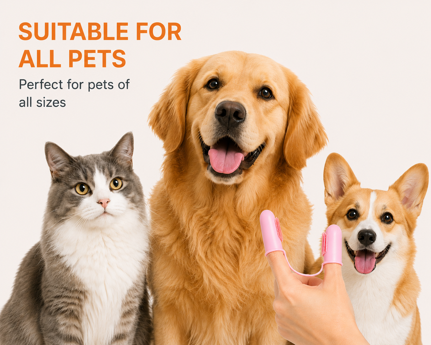 Pet Finger Toothbrush. Easy & Gentle Teeth Cleaning for Dogs & Cats